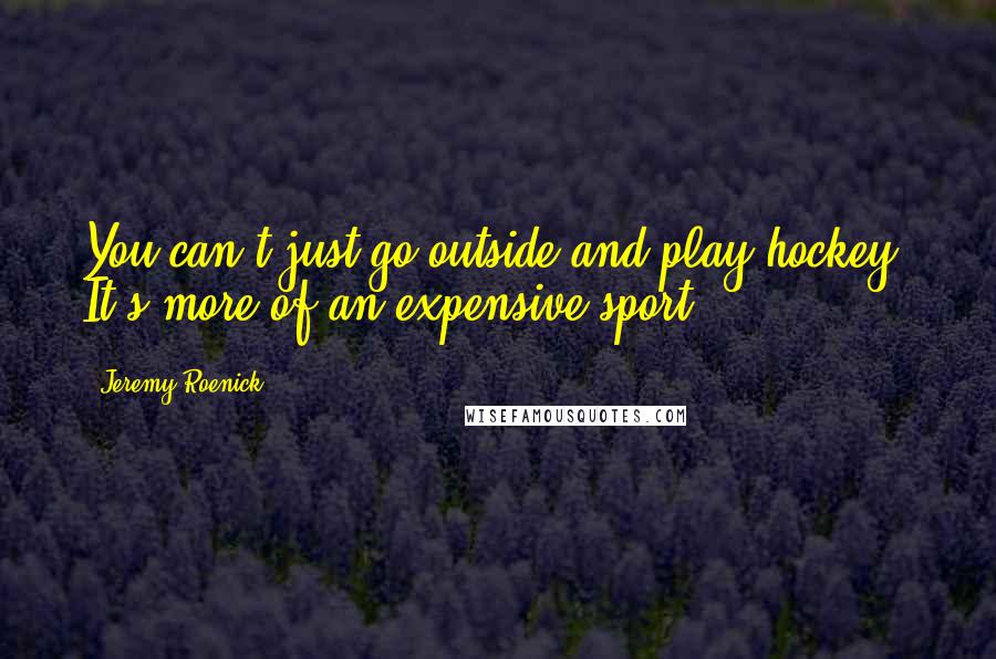 Jeremy Roenick Quotes: You can't just go outside and play hockey. It's more of an expensive sport.