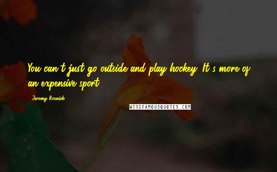 Jeremy Roenick Quotes: You can't just go outside and play hockey. It's more of an expensive sport.