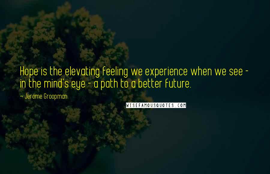 Jerome Groopman Quotes: Hope is the elevating feeling we experience when we see - in the mind's eye - a path to a better future.