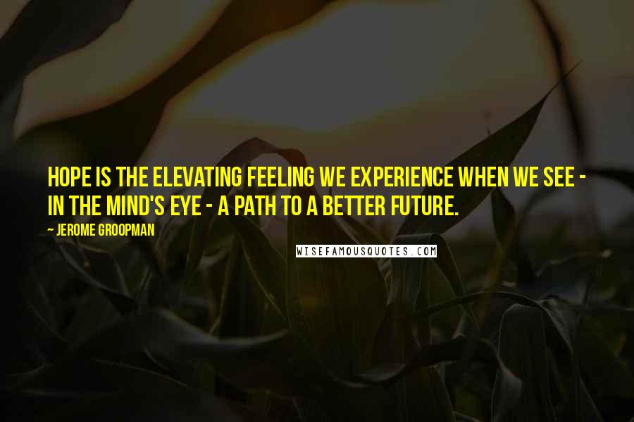 Jerome Groopman Quotes: Hope is the elevating feeling we experience when we see - in the mind's eye - a path to a better future.