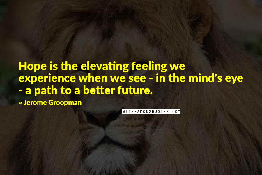 Jerome Groopman Quotes: Hope is the elevating feeling we experience when we see - in the mind's eye - a path to a better future.