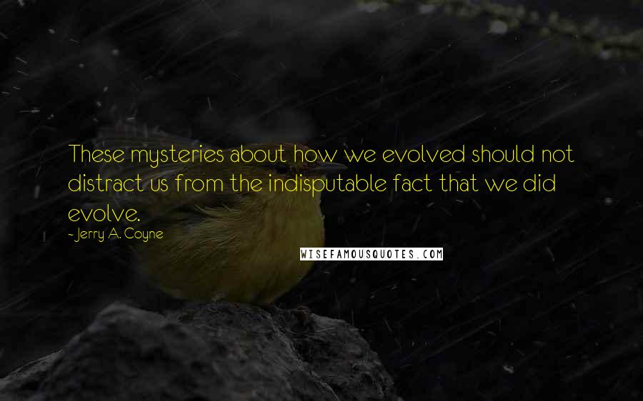 Jerry A. Coyne Quotes: These mysteries about how we evolved should not distract us from the indisputable fact that we did evolve.