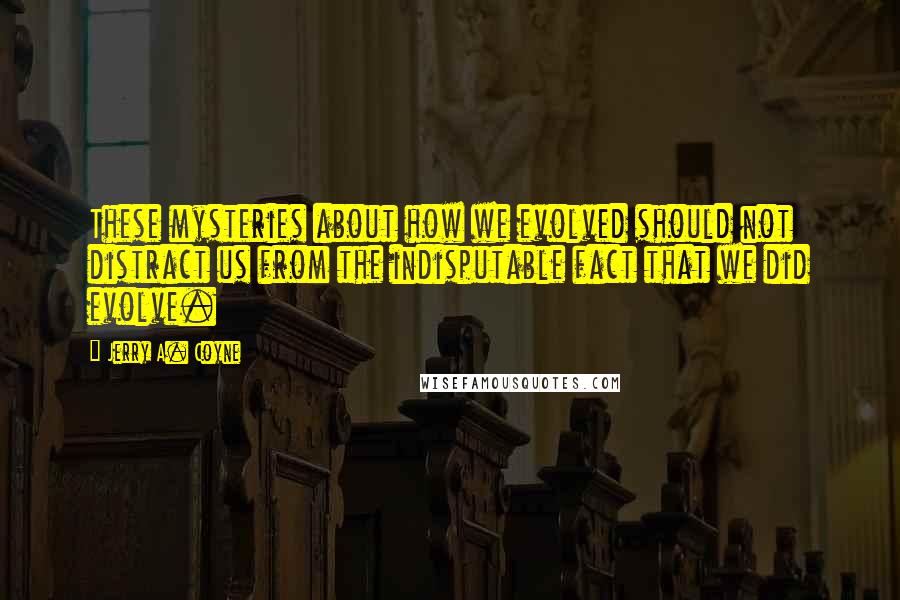 Jerry A. Coyne Quotes: These mysteries about how we evolved should not distract us from the indisputable fact that we did evolve.