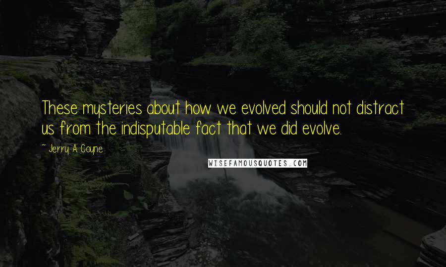 Jerry A. Coyne Quotes: These mysteries about how we evolved should not distract us from the indisputable fact that we did evolve.