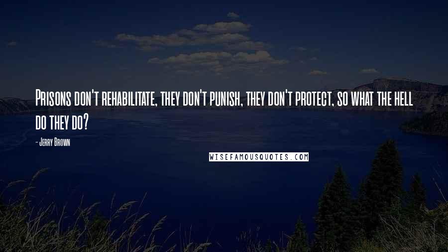 Jerry Brown Quotes: Prisons don't rehabilitate, they don't punish, they don't protect, so what the hell do they do?