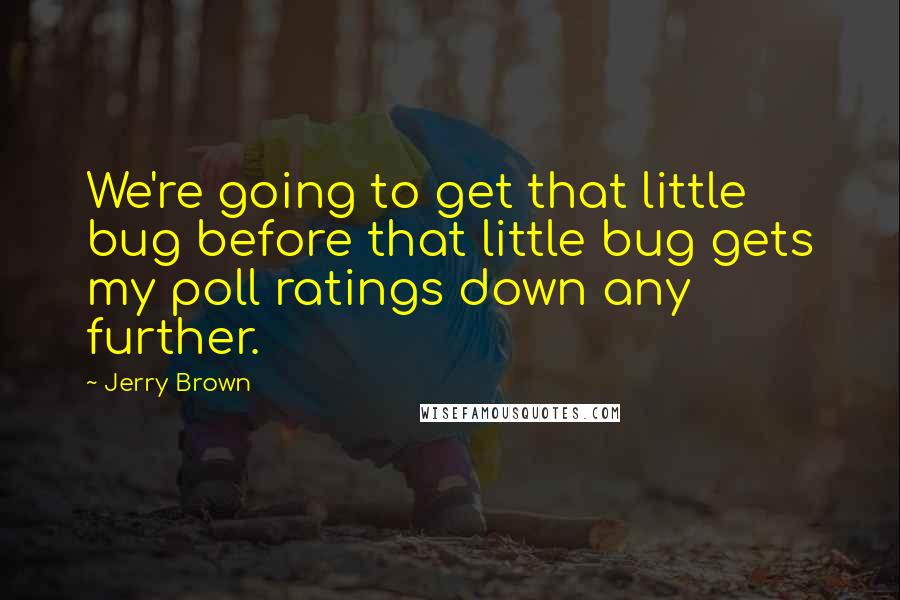 Jerry Brown Quotes: We're going to get that little bug before that little bug gets my poll ratings down any further.
