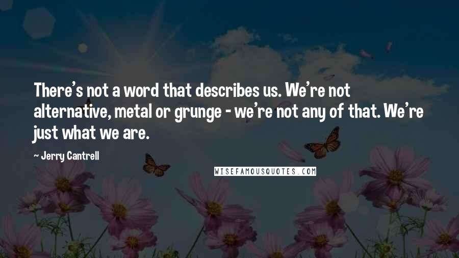 Jerry Cantrell Quotes: There's not a word that describes us. We're not alternative, metal or grunge - we're not any of that. We're just what we are.