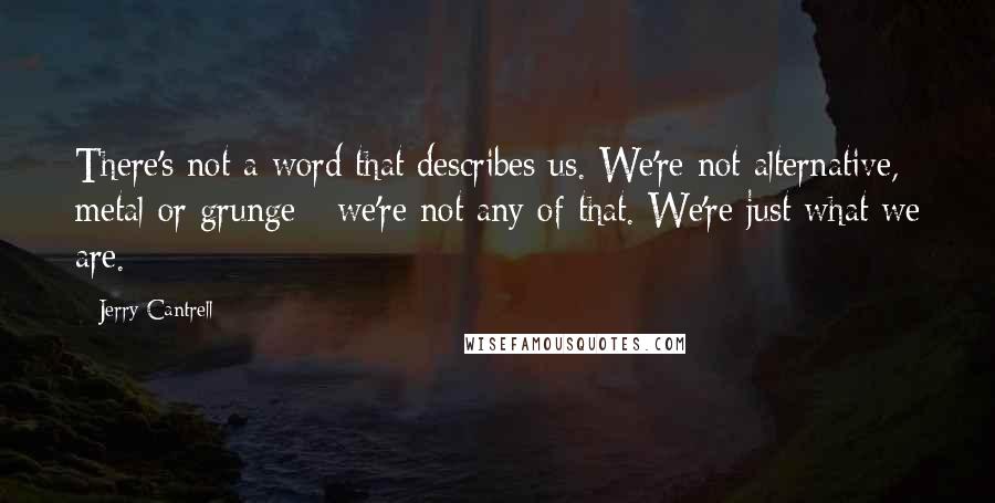 Jerry Cantrell Quotes: There's not a word that describes us. We're not alternative, metal or grunge - we're not any of that. We're just what we are.