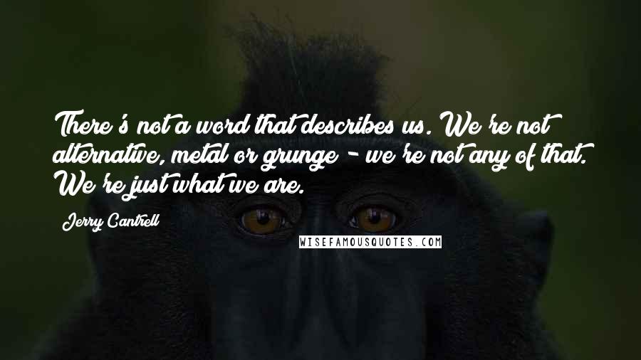 Jerry Cantrell Quotes: There's not a word that describes us. We're not alternative, metal or grunge - we're not any of that. We're just what we are.