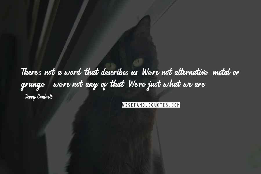 Jerry Cantrell Quotes: There's not a word that describes us. We're not alternative, metal or grunge - we're not any of that. We're just what we are.