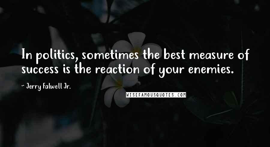 Jerry Falwell Jr. Quotes: In politics, sometimes the best measure of success is the reaction of your enemies.