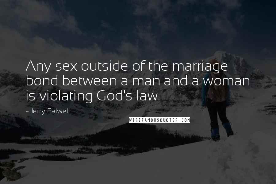 Jerry Falwell Quotes: Any sex outside of the marriage bond between a man and a woman is violating God's law.