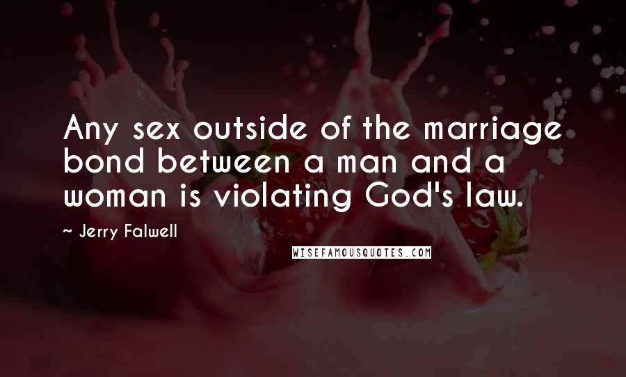 Jerry Falwell Quotes: Any sex outside of the marriage bond between a man and a woman is violating God's law.