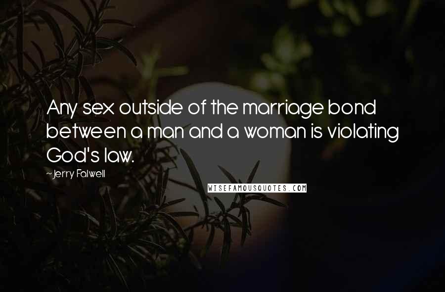 Jerry Falwell Quotes: Any sex outside of the marriage bond between a man and a woman is violating God's law.