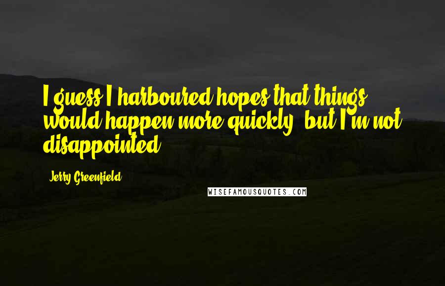 Jerry Greenfield Quotes: I guess I harboured hopes that things would happen more quickly, but I'm not disappointed.