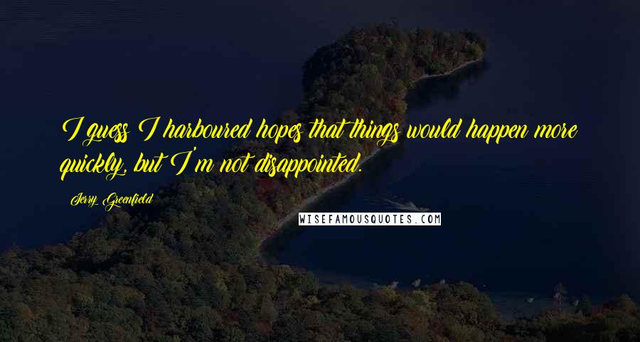 Jerry Greenfield Quotes: I guess I harboured hopes that things would happen more quickly, but I'm not disappointed.