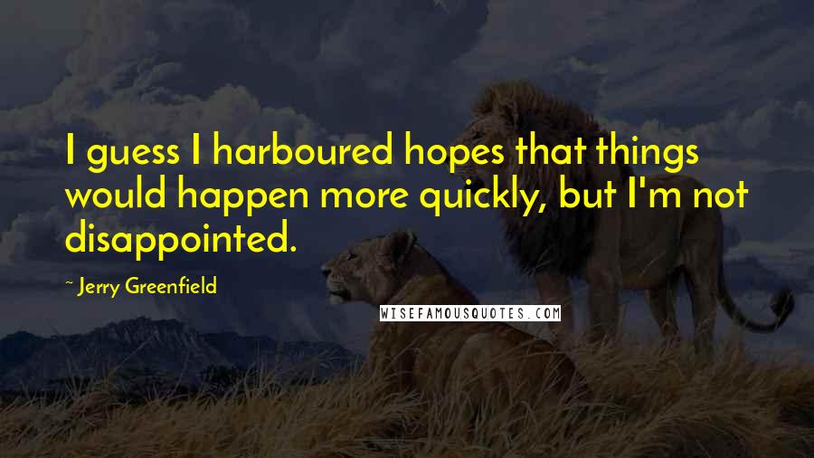 Jerry Greenfield Quotes: I guess I harboured hopes that things would happen more quickly, but I'm not disappointed.
