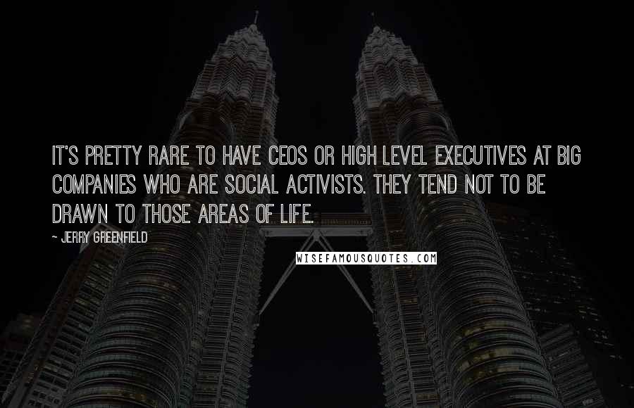 Jerry Greenfield Quotes: It's pretty rare to have CEOs or high level executives at big companies who are social activists. They tend not to be drawn to those areas of life.