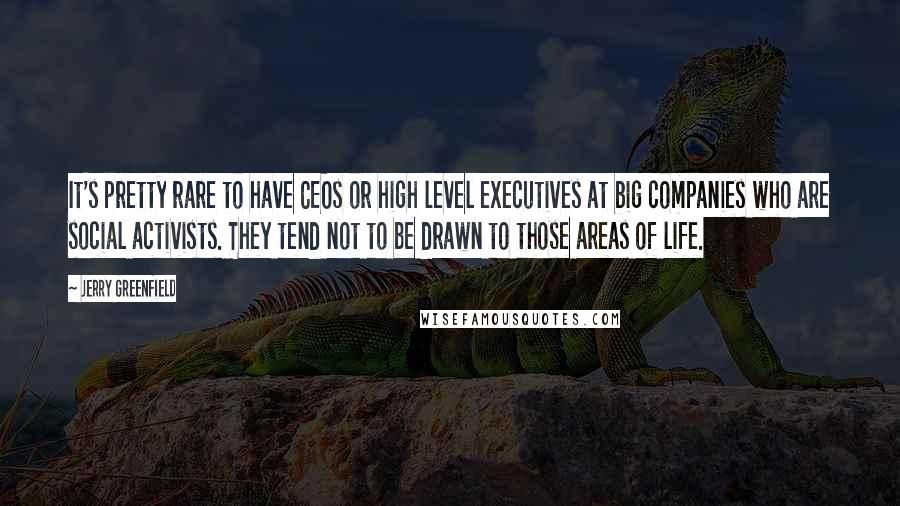 Jerry Greenfield Quotes: It's pretty rare to have CEOs or high level executives at big companies who are social activists. They tend not to be drawn to those areas of life.