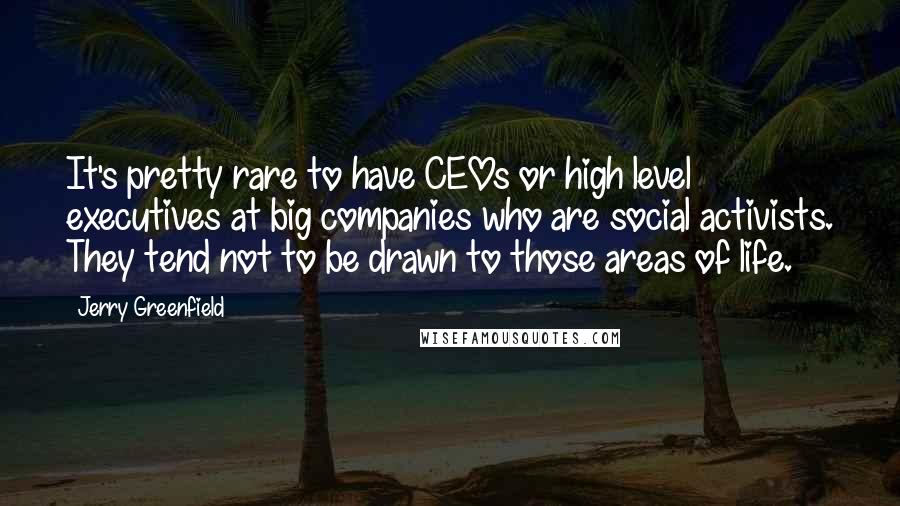 Jerry Greenfield Quotes: It's pretty rare to have CEOs or high level executives at big companies who are social activists. They tend not to be drawn to those areas of life.