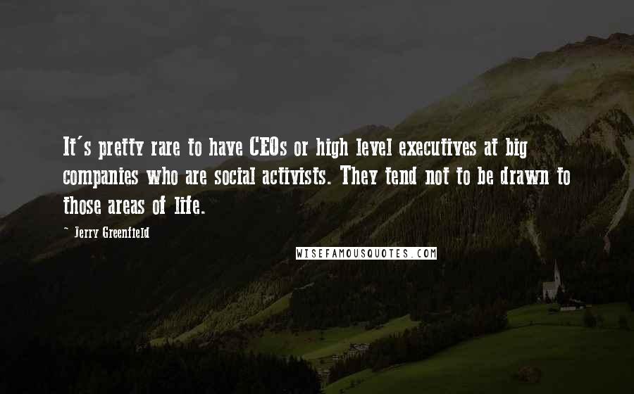 Jerry Greenfield Quotes: It's pretty rare to have CEOs or high level executives at big companies who are social activists. They tend not to be drawn to those areas of life.