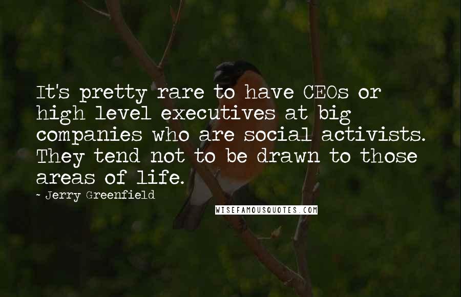 Jerry Greenfield Quotes: It's pretty rare to have CEOs or high level executives at big companies who are social activists. They tend not to be drawn to those areas of life.