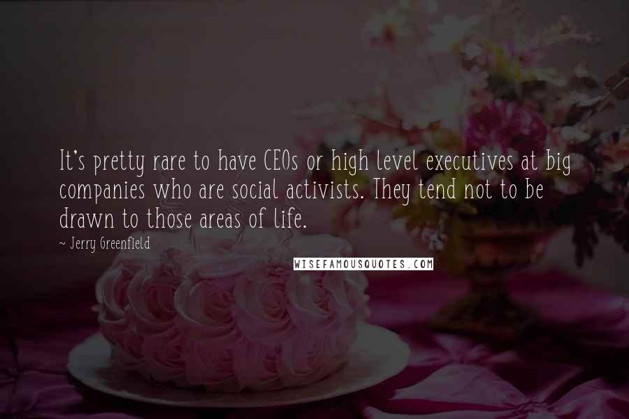 Jerry Greenfield Quotes: It's pretty rare to have CEOs or high level executives at big companies who are social activists. They tend not to be drawn to those areas of life.