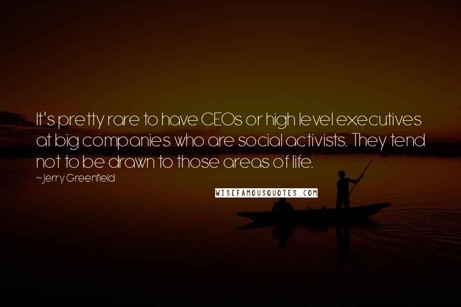 Jerry Greenfield Quotes: It's pretty rare to have CEOs or high level executives at big companies who are social activists. They tend not to be drawn to those areas of life.