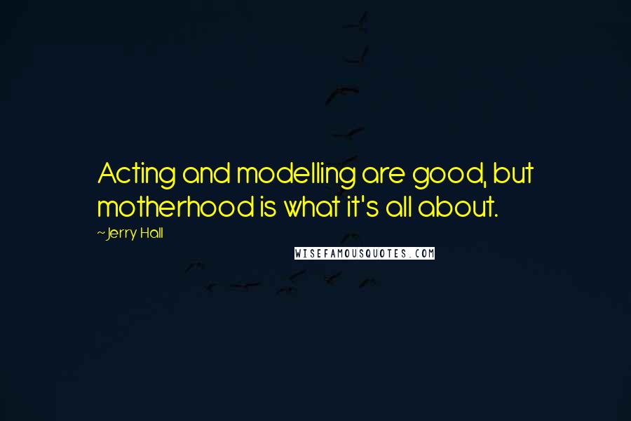 Jerry Hall Quotes: Acting and modelling are good, but motherhood is what it's all about.