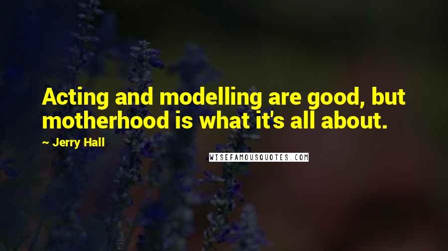 Jerry Hall Quotes: Acting and modelling are good, but motherhood is what it's all about.