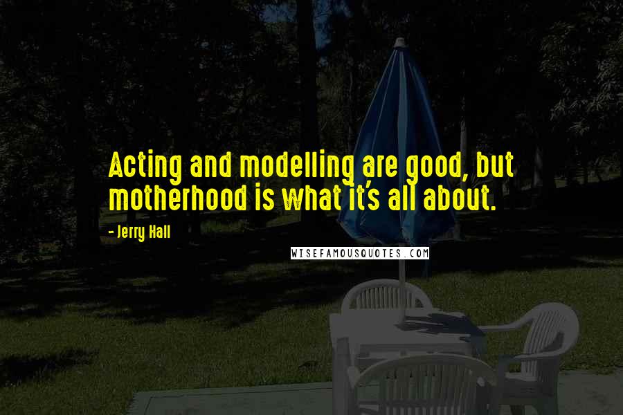 Jerry Hall Quotes: Acting and modelling are good, but motherhood is what it's all about.