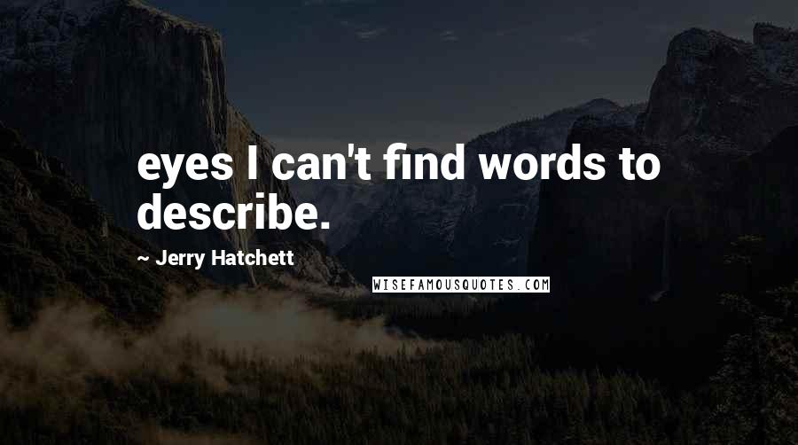 Jerry Hatchett Quotes: eyes I can't find words to describe.