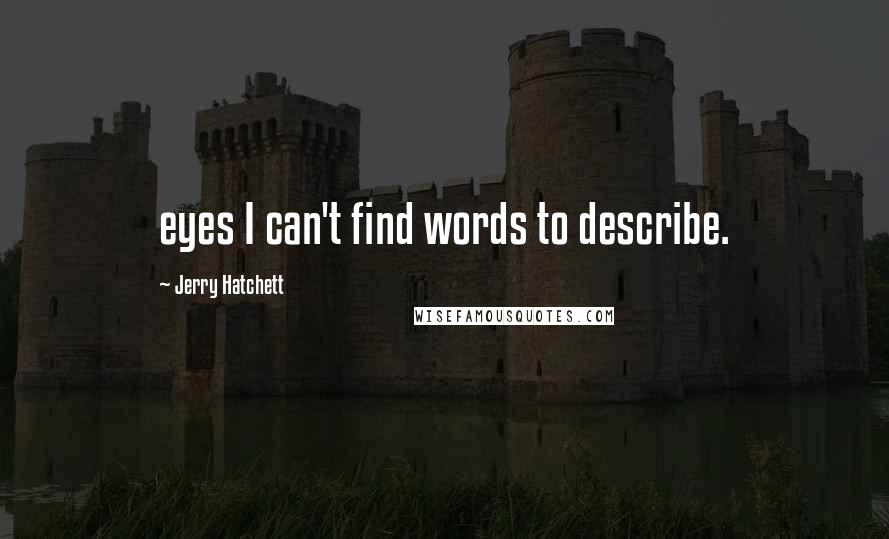 Jerry Hatchett Quotes: eyes I can't find words to describe.