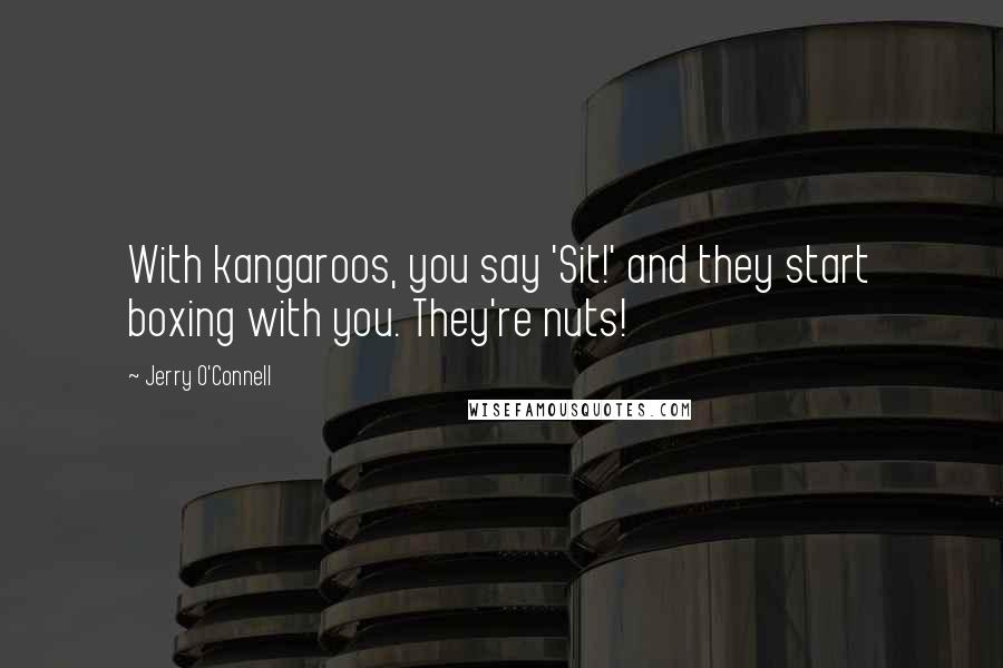 Jerry O'Connell Quotes: With kangaroos, you say 'Sit!' and they start boxing with you. They're nuts!