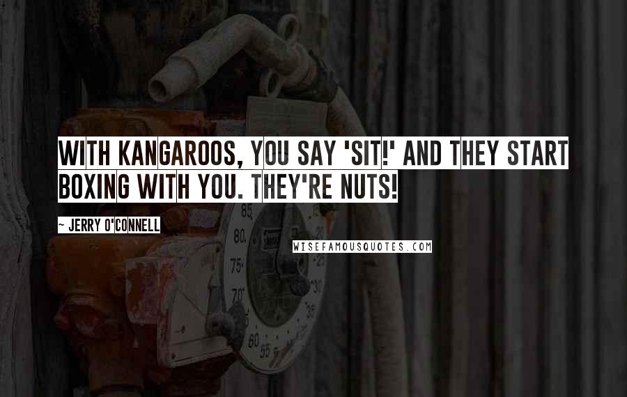 Jerry O'Connell Quotes: With kangaroos, you say 'Sit!' and they start boxing with you. They're nuts!