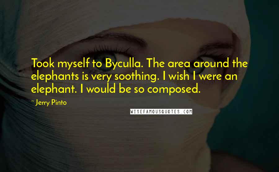 Jerry Pinto Quotes: Took myself to Byculla. The area around the elephants is very soothing. I wish I were an elephant. I would be so composed.