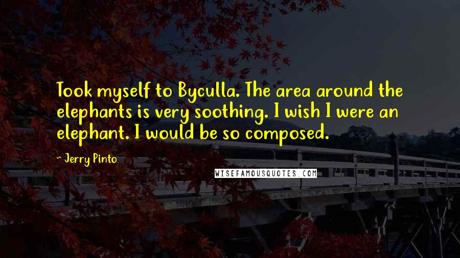 Jerry Pinto Quotes: Took myself to Byculla. The area around the elephants is very soothing. I wish I were an elephant. I would be so composed.