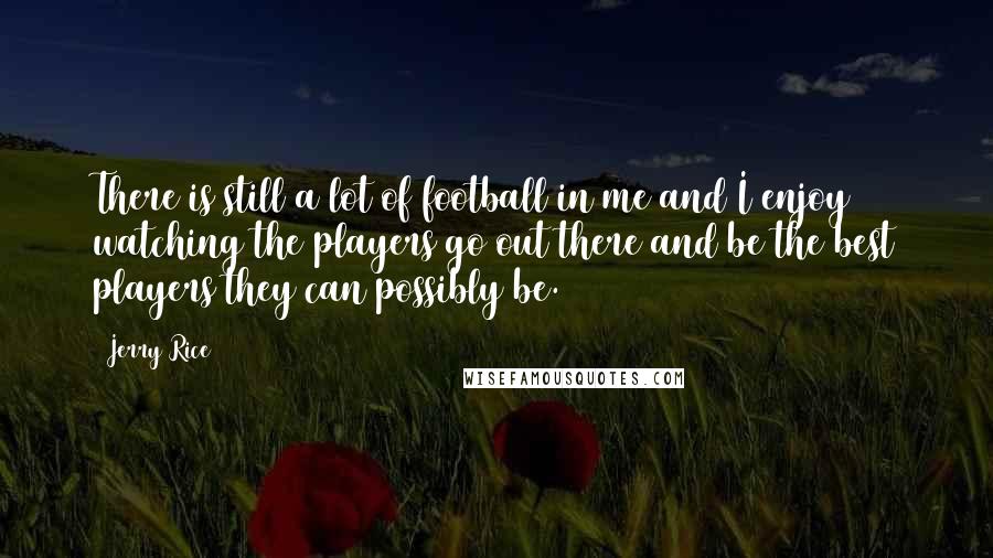 Jerry Rice Quotes: There is still a lot of football in me and I enjoy watching the players go out there and be the best players they can possibly be.