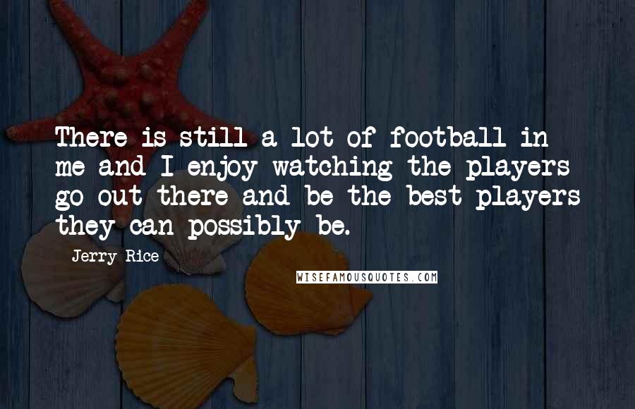 Jerry Rice Quotes: There is still a lot of football in me and I enjoy watching the players go out there and be the best players they can possibly be.