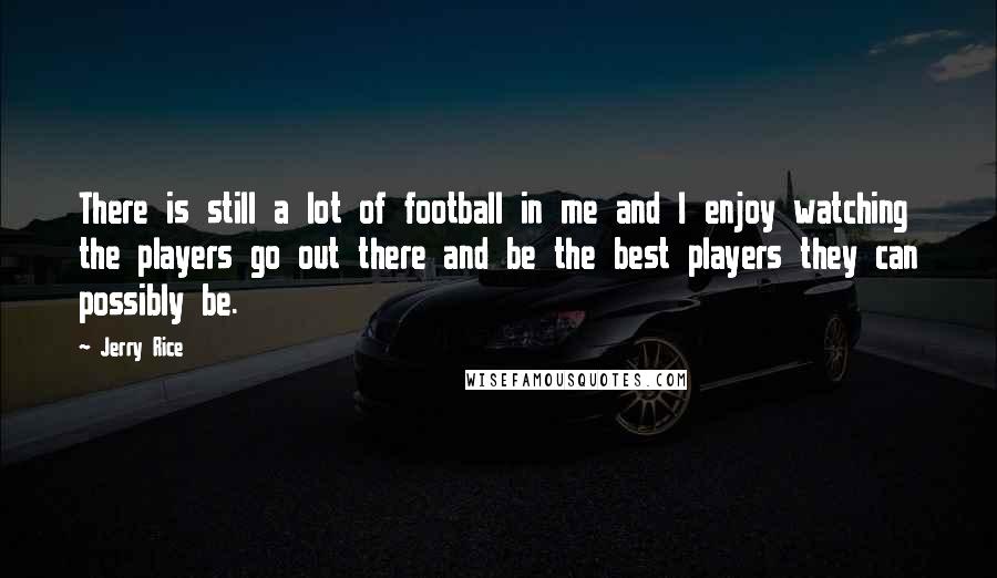 Jerry Rice Quotes: There is still a lot of football in me and I enjoy watching the players go out there and be the best players they can possibly be.