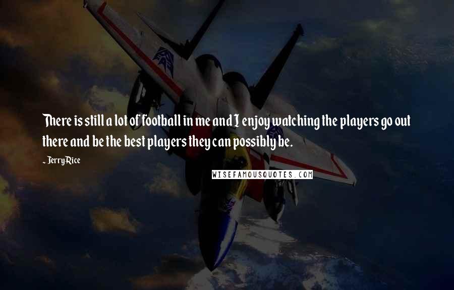 Jerry Rice Quotes: There is still a lot of football in me and I enjoy watching the players go out there and be the best players they can possibly be.