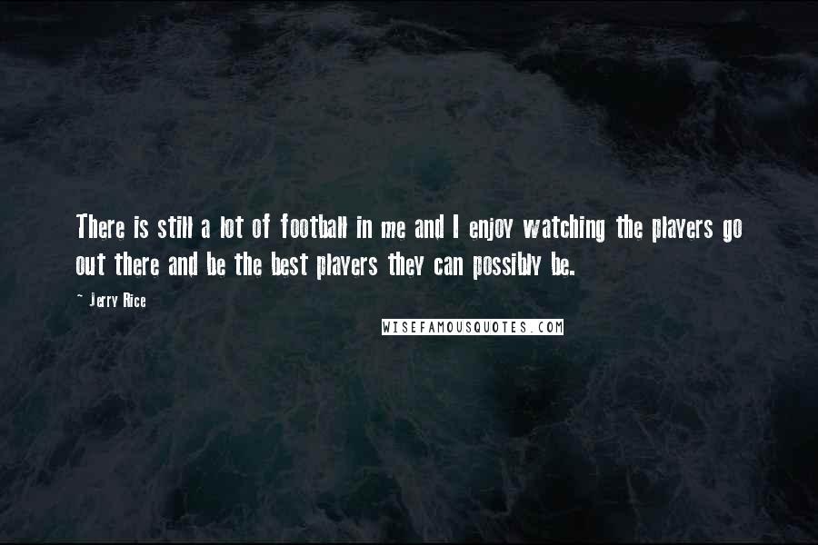 Jerry Rice Quotes: There is still a lot of football in me and I enjoy watching the players go out there and be the best players they can possibly be.