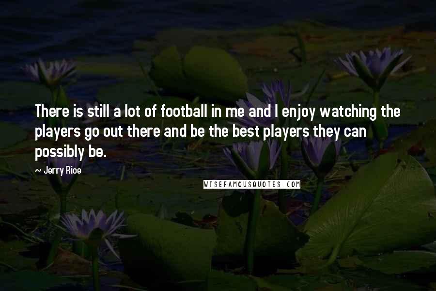 Jerry Rice Quotes: There is still a lot of football in me and I enjoy watching the players go out there and be the best players they can possibly be.