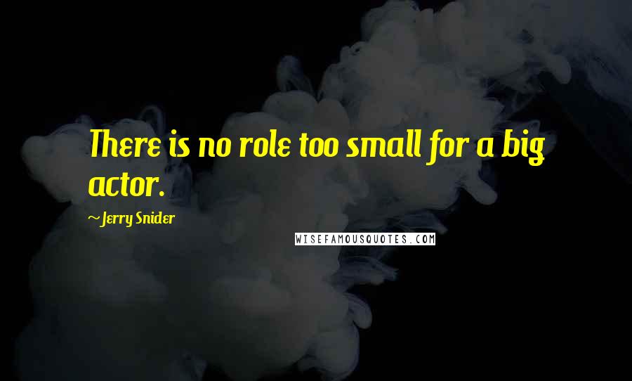 Jerry Snider Quotes: There is no role too small for a big actor.