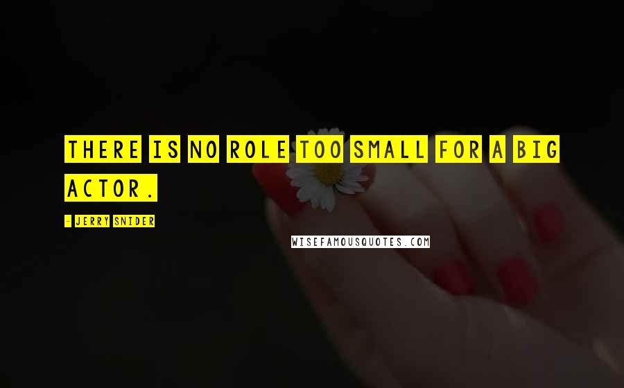 Jerry Snider Quotes: There is no role too small for a big actor.