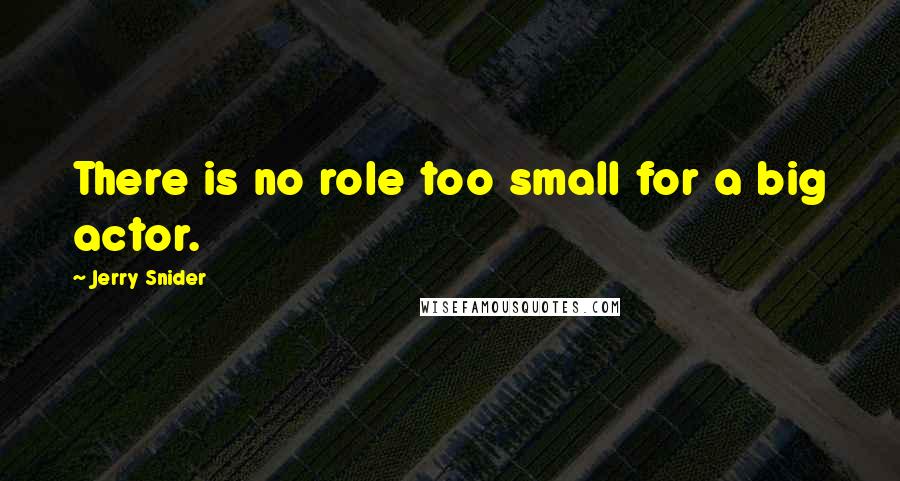 Jerry Snider Quotes: There is no role too small for a big actor.