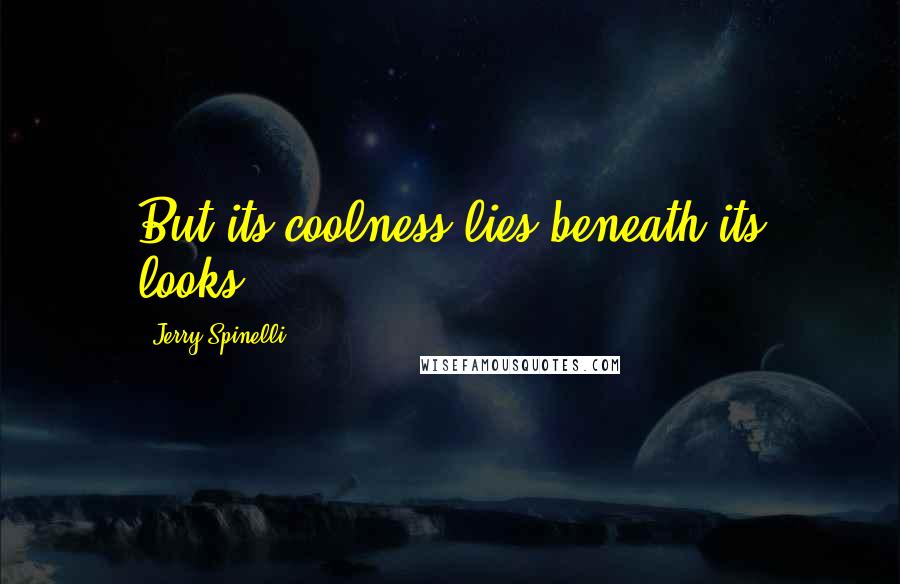 Jerry Spinelli Quotes: But its coolness lies beneath its looks.