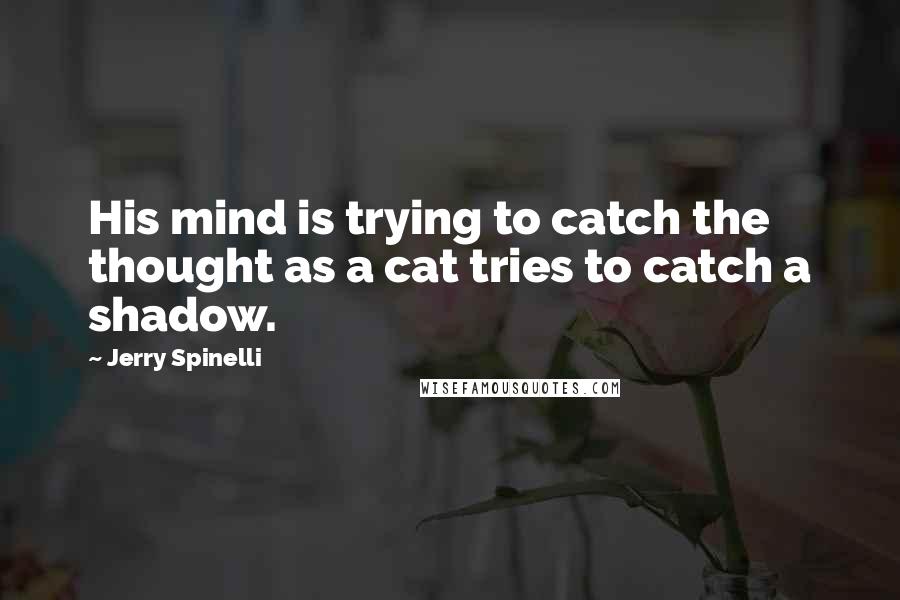 Jerry Spinelli Quotes: His mind is trying to catch the thought as a cat tries to catch a shadow.