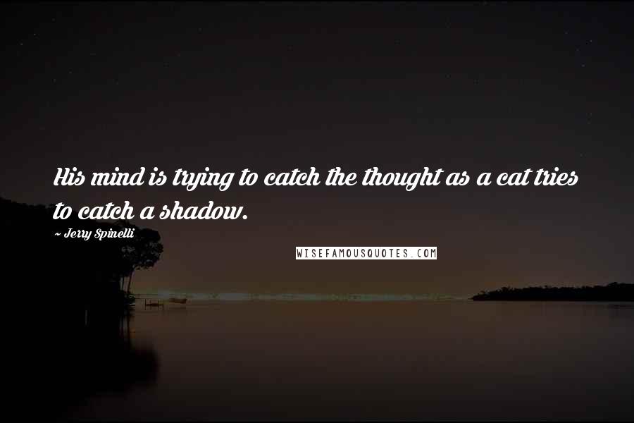Jerry Spinelli Quotes: His mind is trying to catch the thought as a cat tries to catch a shadow.
