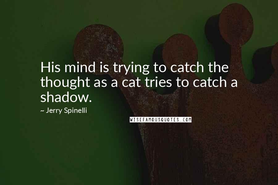 Jerry Spinelli Quotes: His mind is trying to catch the thought as a cat tries to catch a shadow.